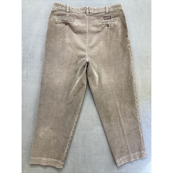 Abercrombie & Fitch Corduroy Pants Brown Causal Size 38x30 Mens Pleated - Picture 6 of 10